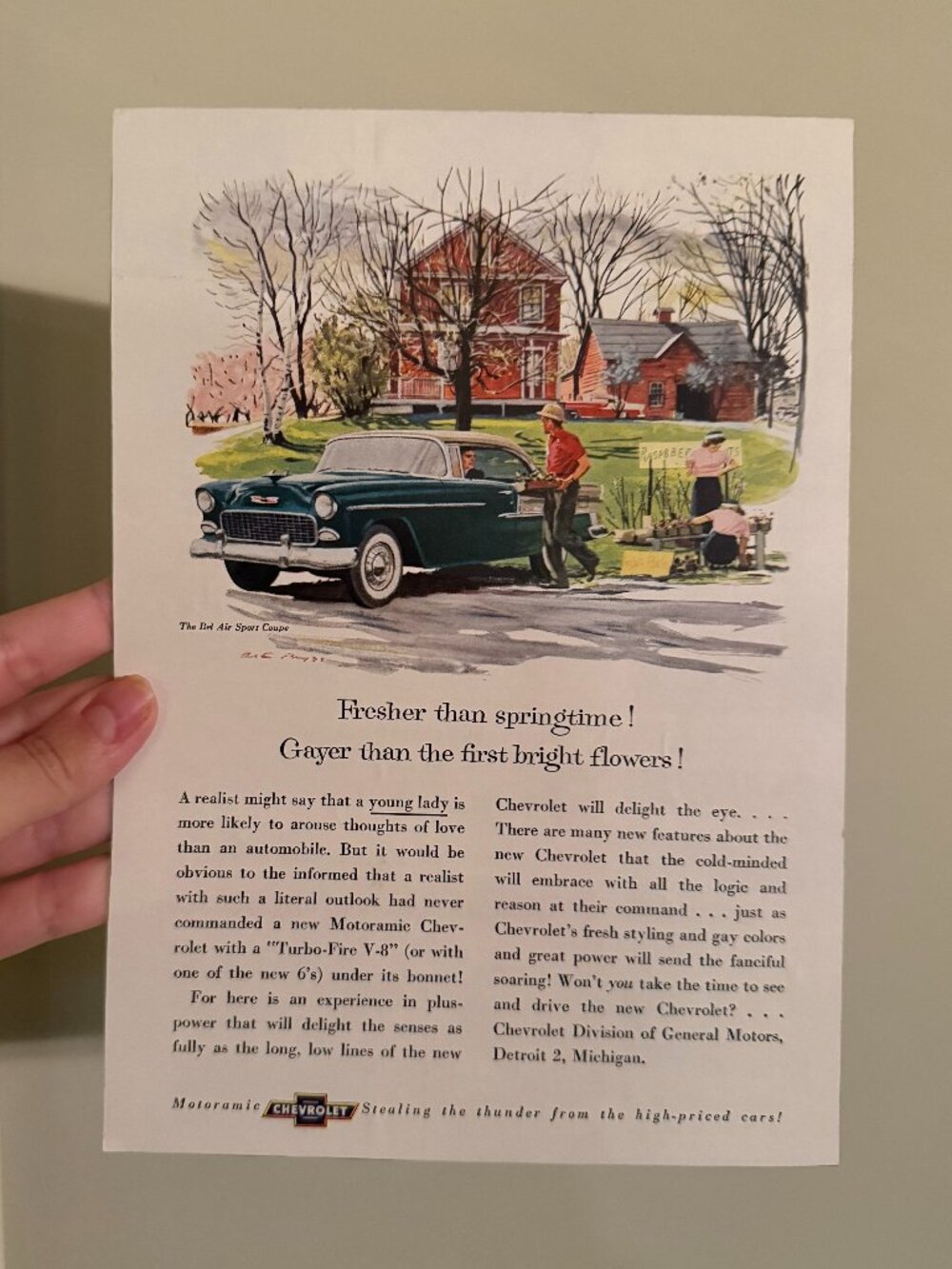 Vintage Chevrolet Bel Air Sport Coupe Print Ad